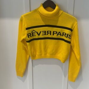 Rever Paris High Neck Wool yellow long sleeve shirt cute